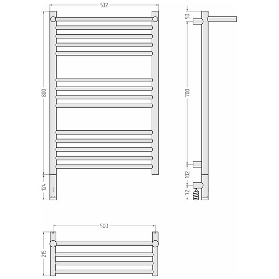 Полотенцесушитель электрический Сунержа Богема 3.1 с полкой П14 500x920 мм 15-6006-8050 L, тёмный титан муар фото 4