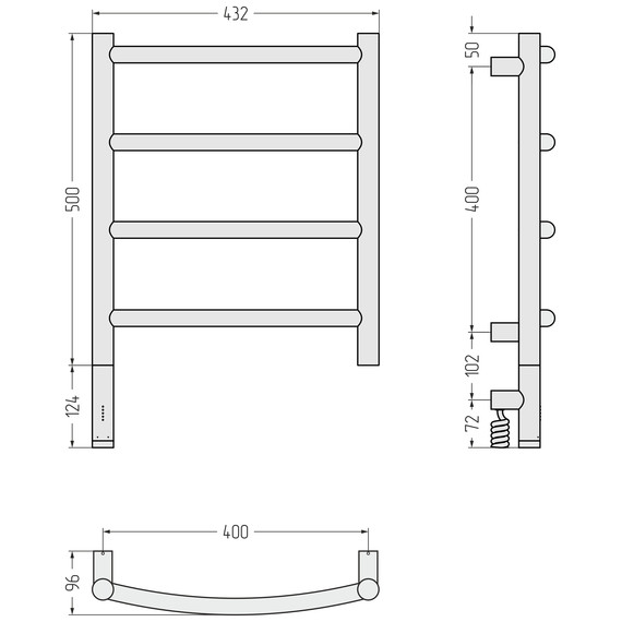 Полотенцесушитель электрический Сунержа Галант 3.1 П4 400x620 мм 30-6000-5040 L, белый матовый фото 4