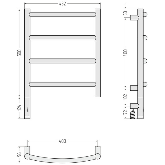 Полотенцесушитель электрический Сунержа Галант 3.1 П4 400x620 мм 020-6000-5040 L, шампань фото 4