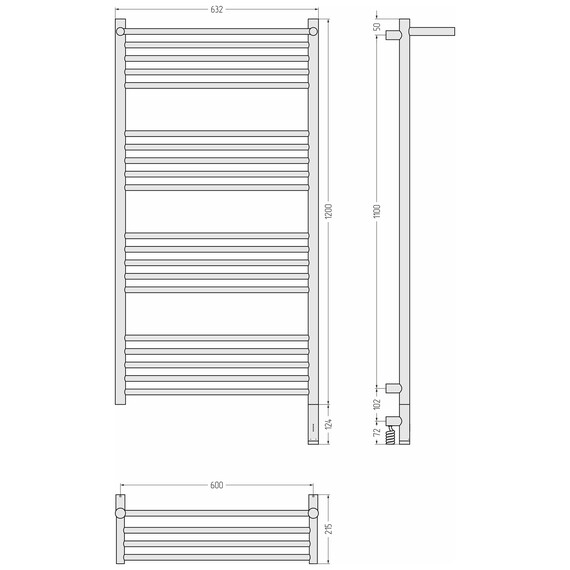 Полотенцесушитель электрический Сунержа Богема 3.1 с полкой П20 600x1320 мм 00-6007-1260 R, хром фото 4