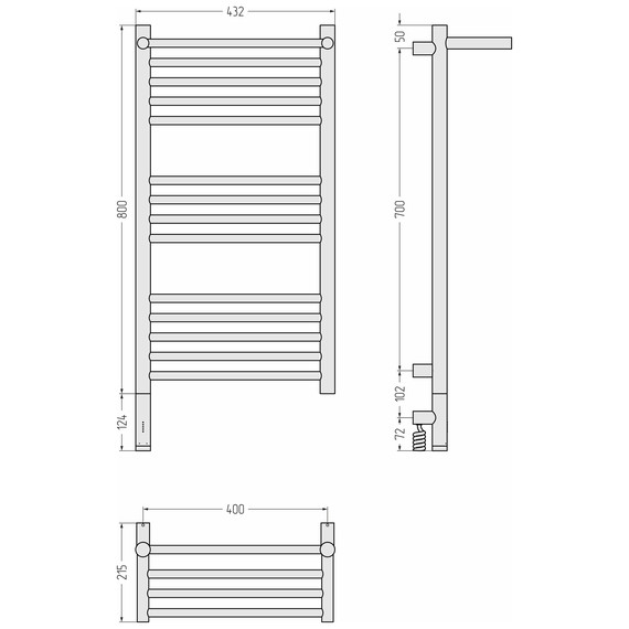 Полотенцесушитель электрический Сунержа Богема 3.1 с полкой П14 400x920 мм 32-6006-8040 L, золотой шёлк фото 4