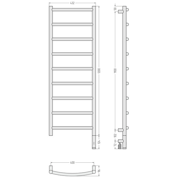 Полотенцесушитель электрический Сунержа Галант 3.1 П9 400x1320 мм 071-6001-1240 R, сатин фото 4