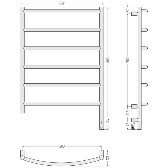 Полотенцесушитель электрический Сунержа Галант 3.1 П6 600x920 мм 032-6001-8060 R, золото матовое фото 4