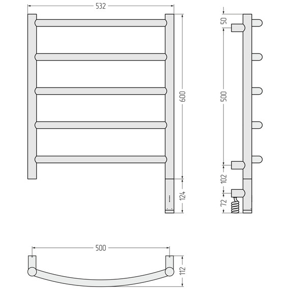 Полотенцесушитель электрический Сунержа Галант 3.1 П5 500x720 мм 31-6001-6050 R, чёрный матовый фото 4