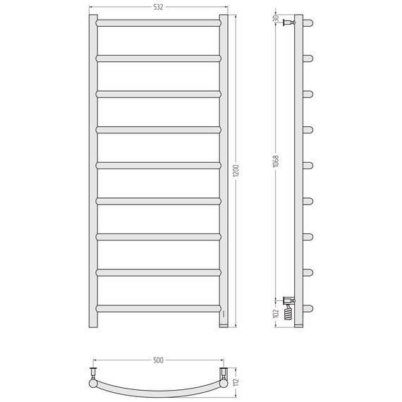 Полотенцесушитель электрический Сунержа Галант 4.0 П9 500x1200 мм 32-0831-1250 R, золотой шёлк фото 4
