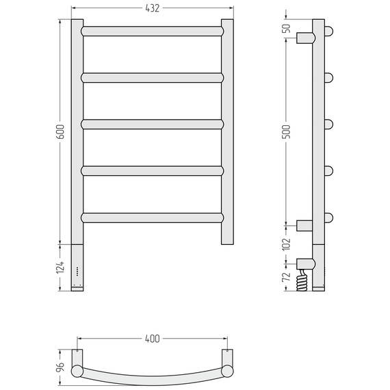 Полотенцесушитель электрический Сунержа Галант 3.1 П5 400x720 мм 03-6000-6040 L, золото фото 4