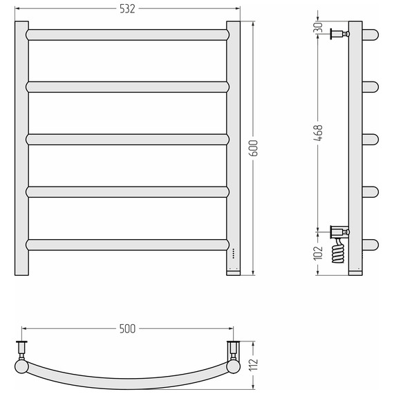 Полотенцесушитель электрический Сунержа Галант 4.0 П5 500x600 мм 071-0831-6050 R, сатин фото 4