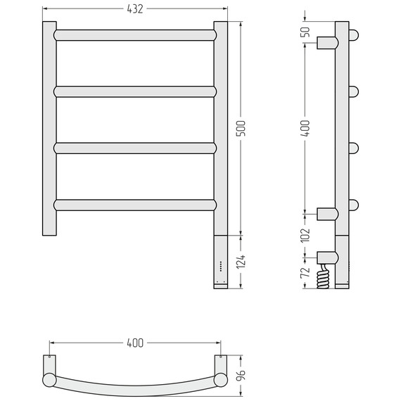 Полотенцесушитель электрический Сунержа Галант 3.1 П4 400x620 мм 31-6001-5040 R, чёрный матовый фото 4