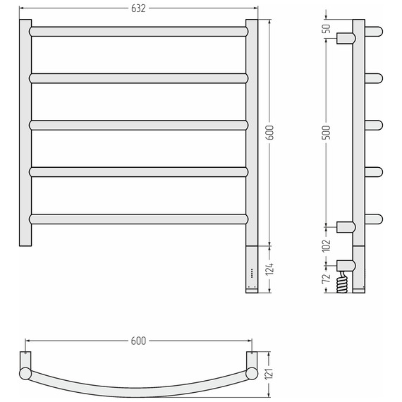 Полотенцесушитель электрический Сунержа Галант 3.1 П5 600x720 мм 022-6001-6060 R, шампань матовый фото 4