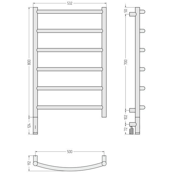 Полотенцесушитель электрический Сунержа Галант 3.1 П6 500x920 мм 05-6000-8050 L, состаренная бронза фото 4