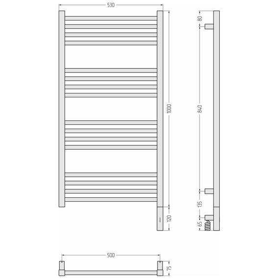 Полотенцесушитель электрический Сунержа Модус 3.1 П16 500x1120 мм 31-5901-1050 R, чёрный матовый фото 4