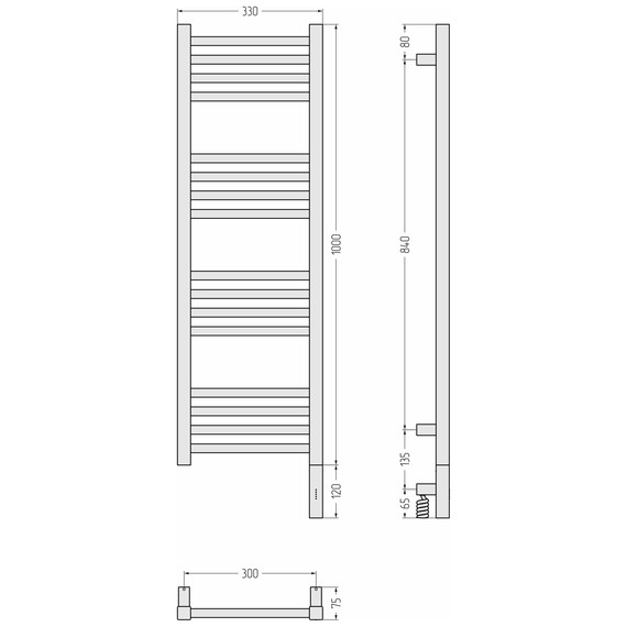 Полотенцесушитель электрический Сунержа Модус 3.1 П16 300x1120 мм 020-5901-1030 R, шампань фото 4