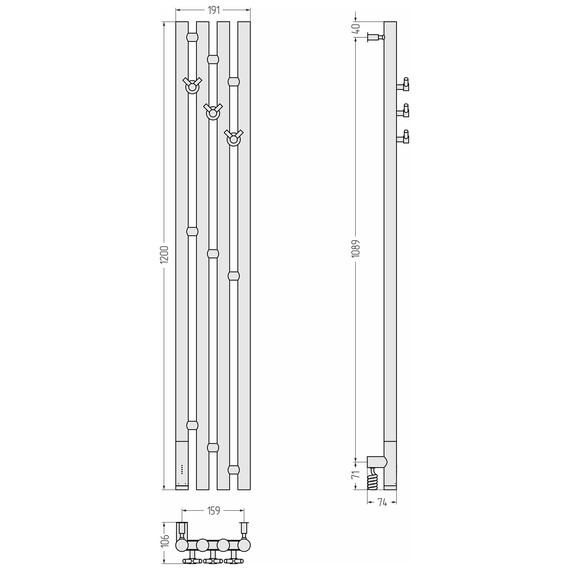 Полотенцесушитель электрический Сунержа Кантата 3.0 П4 150x1200 мм 032-5846-1216 L, золото матовое фото 4
