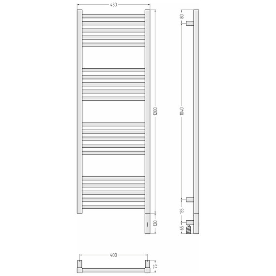 Полотенцесушитель электрический Сунержа Модус 3.1 П20 400x1320 мм 071-5901-1240 R, сатин фото 4