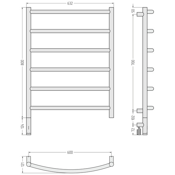 Полотенцесушитель электрический Сунержа Галант 3.1 П6 600x920 мм 022-6000-8060 L, шампань матовый фото 4