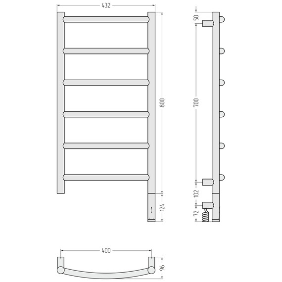 Полотенцесушитель электрический Сунержа Галант 3.1 П6 400x920 мм 15-6001-8040 R, тёмный титан муар фото 4