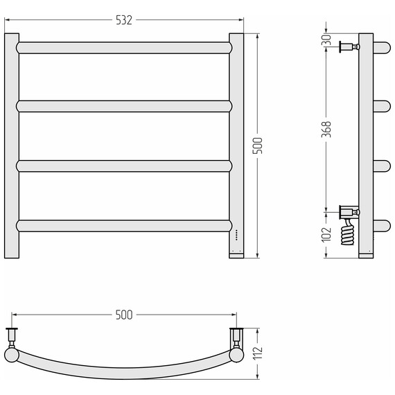 Полотенцесушитель электрический Сунержа Галант 4.0 П4 500x500 мм 15-0831-5050 R, тёмный титан муар фото 4