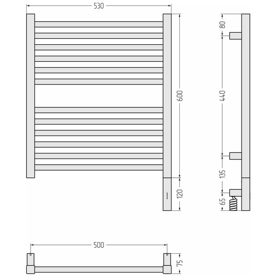 Полотенцесушитель электрический Сунержа Модус 3.1 П12 500x720 мм 03-5901-6050 R, золото фото 4