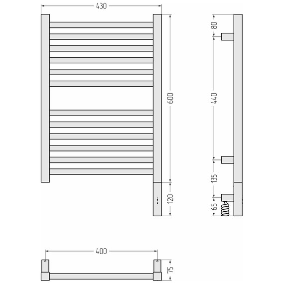 Полотенцесушитель электрический Сунержа Модус 3.1 П12 400x720 мм 051-5901-6040 R, состаренная латунь фото 4