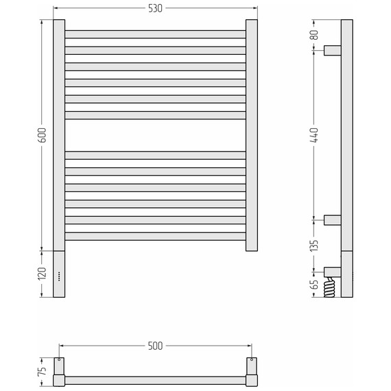 Полотенцесушитель электрический Сунержа Модус 3.1 П12 500x720 мм 15-5900-6050 L, тёмный титан муар фото 4