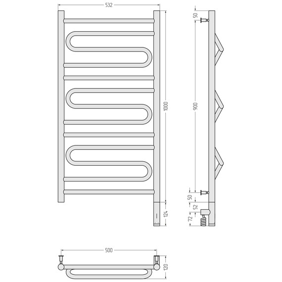 Полотенцесушитель электрический Сунержа Элегия 3.0 П13 500x1120 мм 020-5819-1050 R, шампань фото 4
