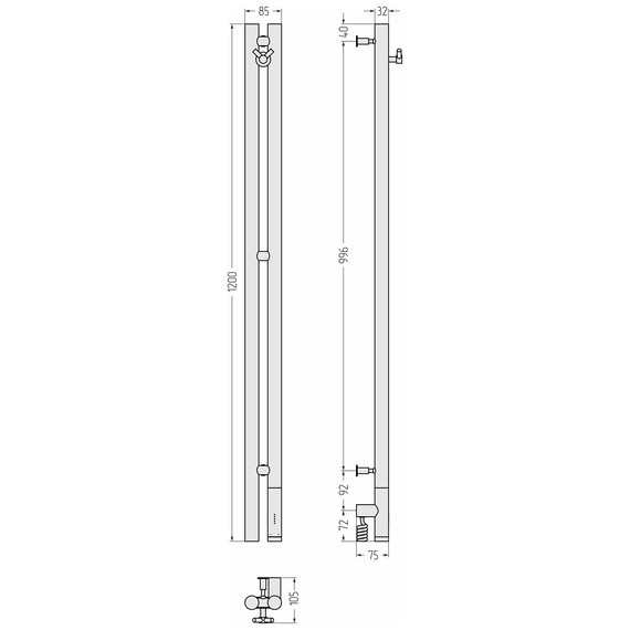 Полотенцесушитель электрический Сунержа Нюанс 3.0 П2 100x1200 мм 8002-5843-1253 R, сигнальный коричневый фото 3
