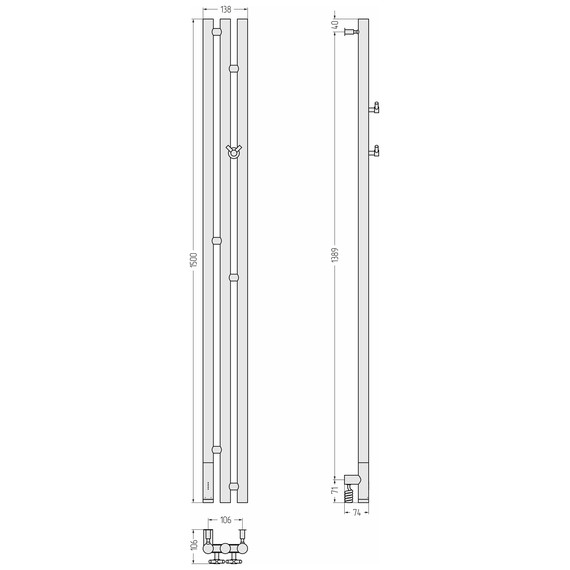Полотенцесушитель электрический Сунержа Терция 3.0 П3 100x1500 мм 32-5844-1511 L, золотой шёлк фото 4