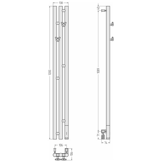 Полотенцесушитель электрический Сунержа Терция 3.0 П3 100x1200 мм 05-5845-1211 R, состаренная бронза фото 4