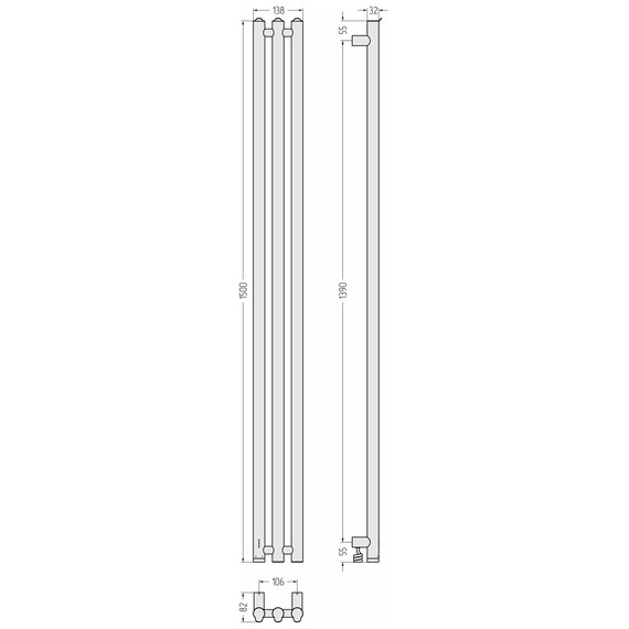 Полотенцесушитель электрический Сунержа Терция 4.0 П3 100x1500 мм 30-0884-1506 L, белый матовый фото 5