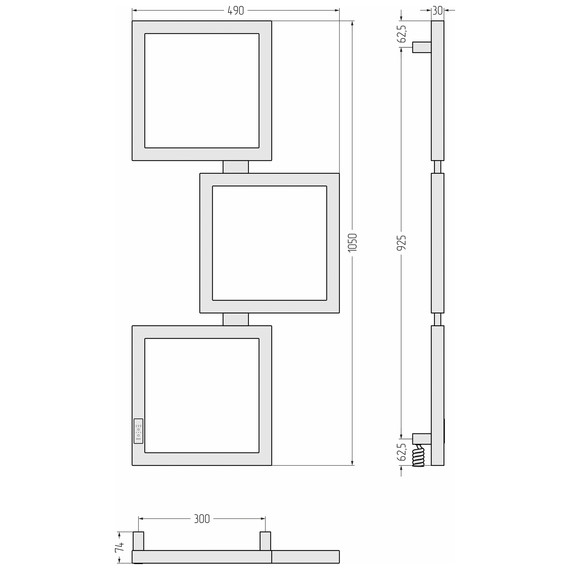 Полотенцесушитель электрический Сунержа Этюд П6 300x1050 мм 31-0846-1050 L, чёрный матовый фото 4