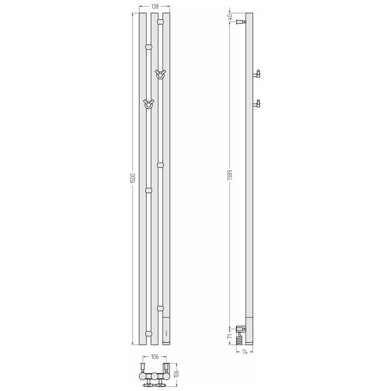 Полотенцесушитель электрический Сунержа Терция 3.0 П3 100x1500 мм 32-5845-1511 R, золотой шёлк фото 4