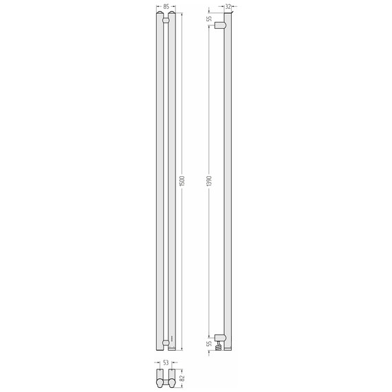 Полотенцесушитель электрический Сунержа Нюанс 4.0 П2 50x1500 мм 30-0881-1553 R, белый матовый фото 5