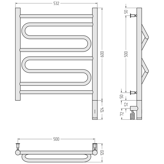 Полотенцесушитель электрический Сунержа Элегия 3.0 П8 500x720 мм 3020-5819-6050 R, транспортный красный фото 3