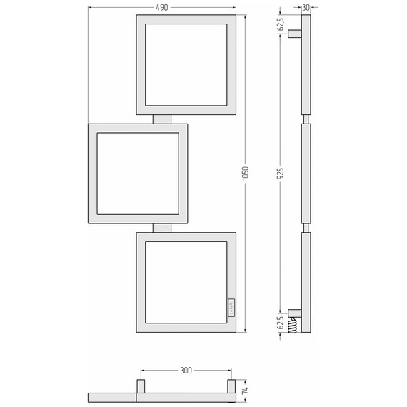 Полотенцесушитель электрический Сунержа Этюд П6 300x1050 мм 15-0847-1050 R, тёмный титан муар фото 4