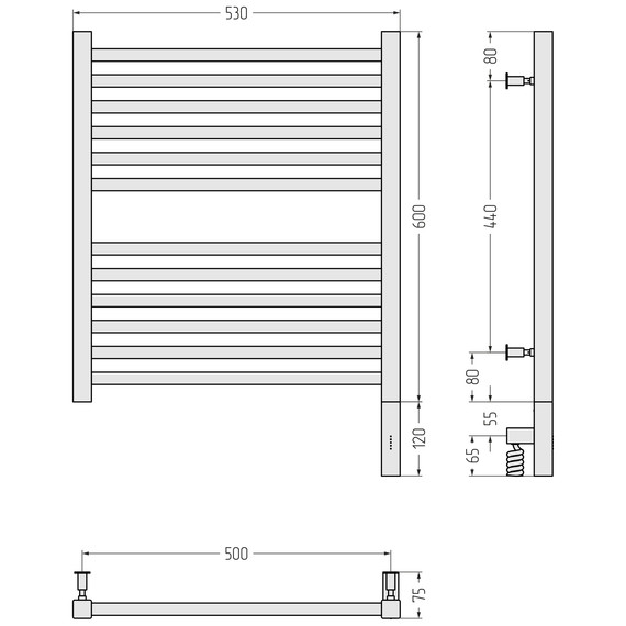Полотенцесушитель электрический Сунержа Модус 3.0 П12 500x720 мм 30-5701-6050 R, белый матовый фото 4