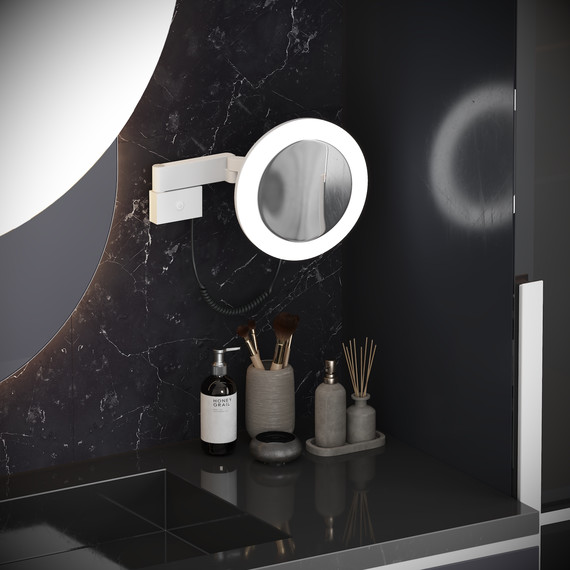 Зеркало косметическое настенное Timo Saona 13374/16, белый матовый фото 2