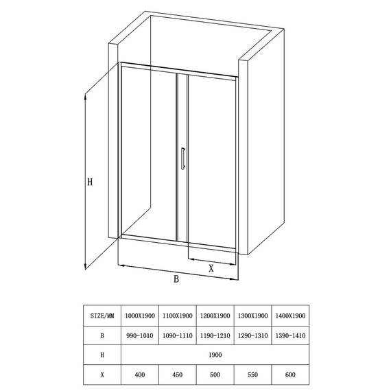 Душевая дверь Loranto 100 см CS-AB03B-100, чёрный матовый/прозрачное фото 6