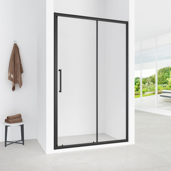 Душевая дверь Loranto 140 см CS-AB03B-140, чёрный матовый/прозрачное фото 5