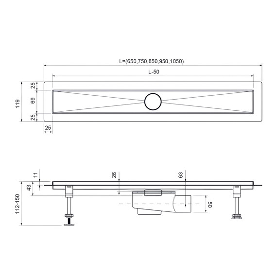 Трап Timo Drain System 80 см DS230208/17 (под плитку) золото матовое фото 5