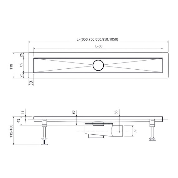 Трап Timo Drain System 100 см DS230210/03, чёрный матовый фото 5