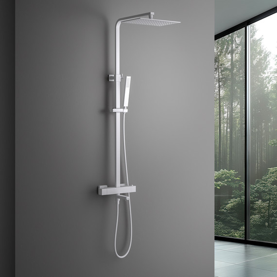 Душевая стойка с термостатом Timo Tetra-Thermo SX-0169/16, белый матовый фото 2