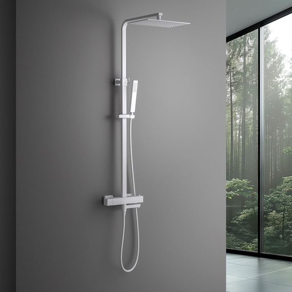 Душевая стойка с термостатом Timo Tetra-Thermo SX-0169/16, белый матовый фото 3