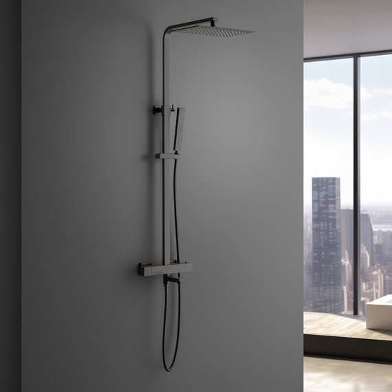 Душевая стойка с термостатом Timo Tetra-Thermo SX-0169/18, чёрное золото фото 2