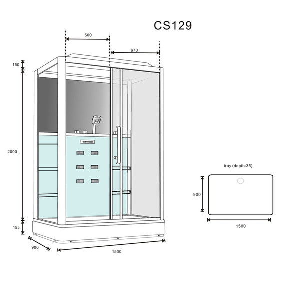 Душевая кабина Loranto Selak 150х90 см 00054496 R, чёрный/прозрачное фото 3