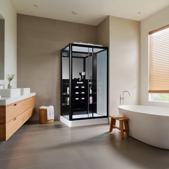 Душевая кабина Loranto Selak 150х90 см 00054496 R, чёрный/прозрачное фото 2