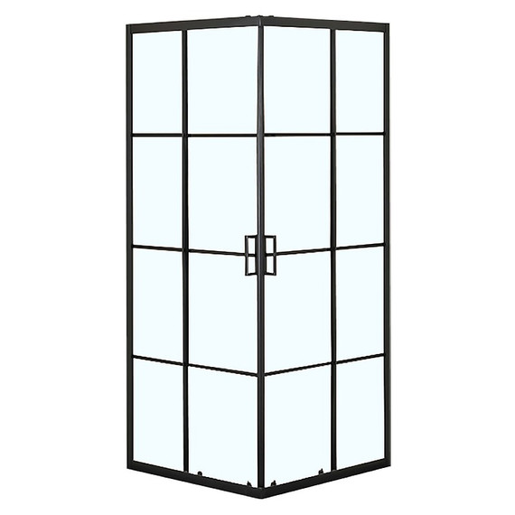 Душевое ограждение Loranto 90x90 см CS-211F-90, чёрный матовый/прозрачное "Лофт клетка" фото 