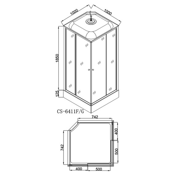 Душевая кабина Loranto 100х100 см CS-6411G,100*100*215, сатин/прозрачное фото 3
