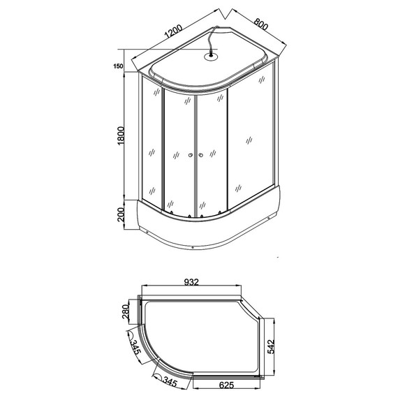 Душевая кабина Loranto 120х80 см CS-66120-20 R G, чёрный/прозрачное фото 3