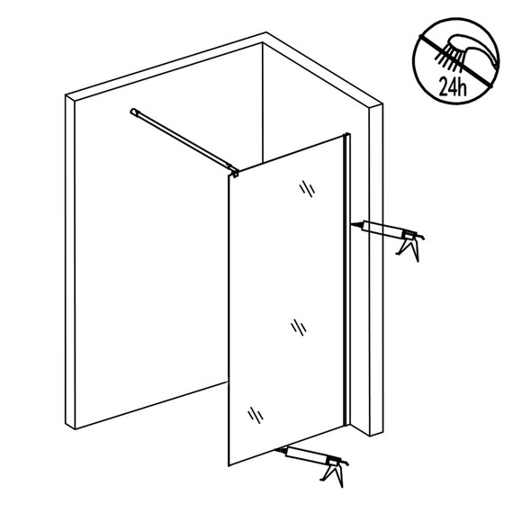 Душевая перегородка Loranto Walk-in 70 см CS-W02B-70 (стекло 8 мм) чёрный матовый/прозрачное "Лофт клетка" фото 7