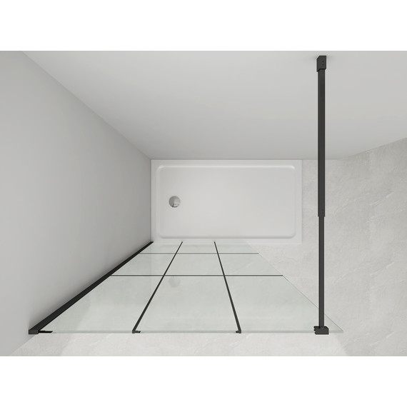 Душевая перегородка Loranto Walk-in 90 см CS-W02B-90 (стекло 8 мм) чёрный матовый/прозрачное "Лофт клетка" фото 5